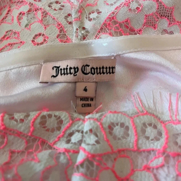 Juicy Couture White + Pink Lace Mini Dress Size 4 - Picture 12 of 12